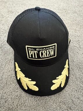 Pit Crew Black & Gold Embroidered Trucker Cap